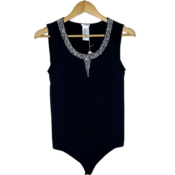 Wolford Swarovski Elements Abby String Bodysuit in Black Size L - Picture 2 of 8